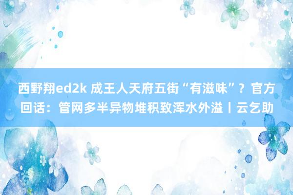 西野翔ed2k 成王人天府五街“有滋味”？官方回话：管网多半异物堆积致浑水外溢丨云乞助